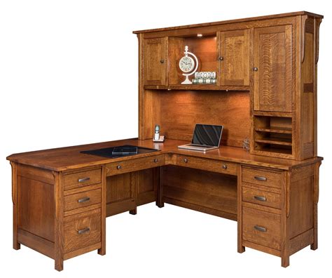 Mission Style Boston L Desk From Dutchcrafters Amish Furniture