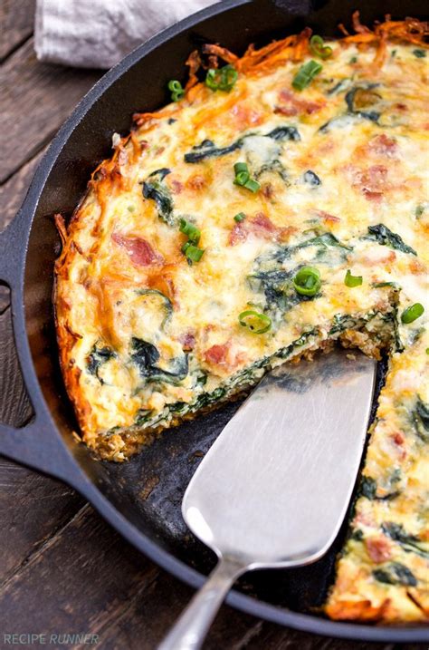 Spinach Bacon Cheese Quiche With Sweet Potato Crust
