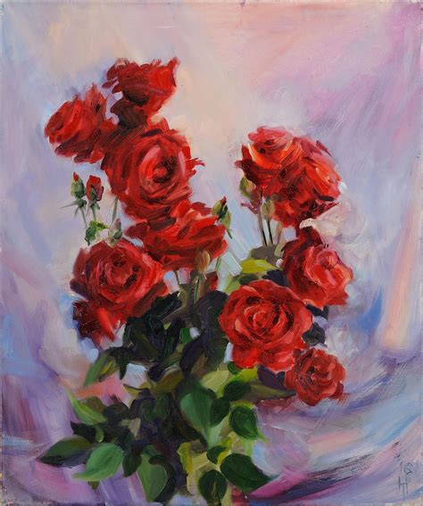 Rose Painting Flowers Still Life Red Rose Art Flower Art Etsy In 2021