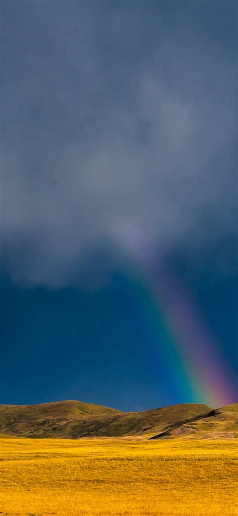 Wallpaper Grassland Mountains Clouds House Rainbow 5120x2880 Uhd 5k