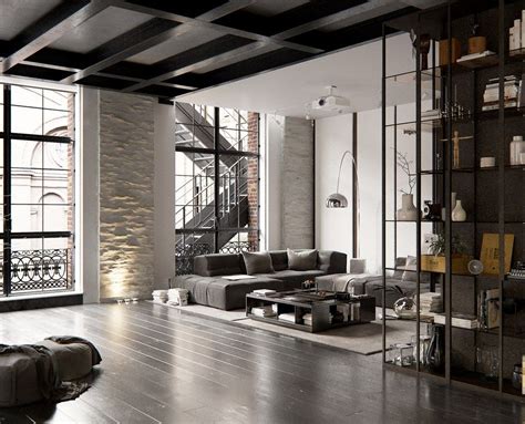 Un Loft Industriel à New York Loft Design Rustic Living Room