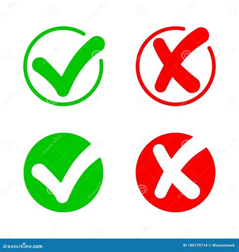 Checkmark And Cross Icon Of True Check Answer Wrong Correct