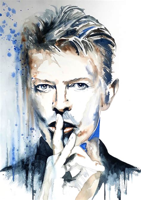 David Bowie Shush Watercoolor Watercolour Art Painting By Emma