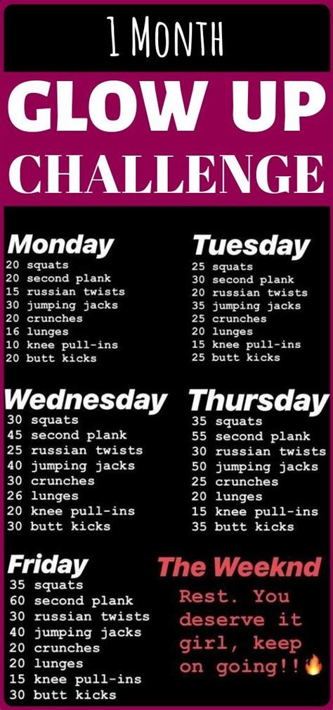 30 Days Glow Up Challenge For Women Lose Weight And Get In Shape