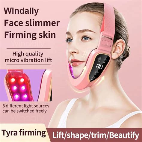 facial lifting device led photon therapy facial slimming vibration massager double chin v face