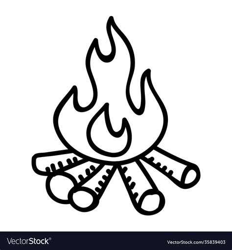Camping Campfire Color Icon Design Sign Royalty Free Vector