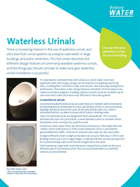 Waterless Urinals Review Sydney Australia Pdf Plumbing Water