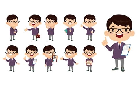 Premium Vector Business Person In Different Positions Set