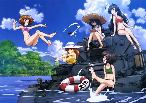 Wallpaper Anime Girls Water Cartoon Tank Cleavage Feet Wet