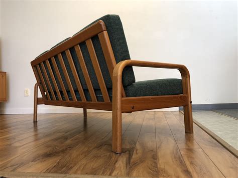 Touch device users can explore by touch or with swipe gestures. SOLD - Danish Modern Teak Frame Sofa - Modern to Vintage