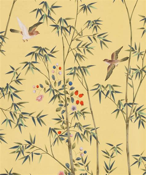 Standard Colourway On Yellow Dyed Silk De Gournay