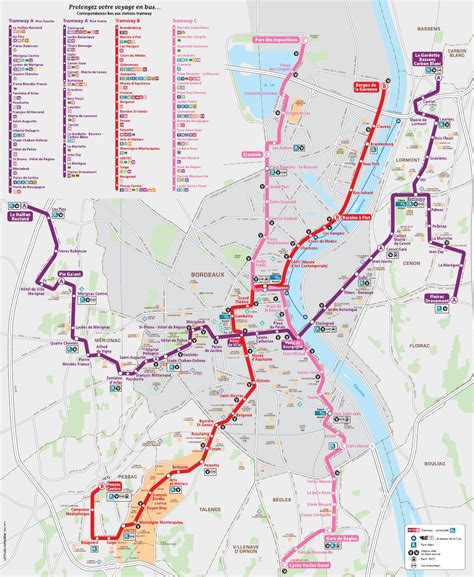 Plan Des Lignes De Tram 2015 By Office De Tourisme De Bordeaux