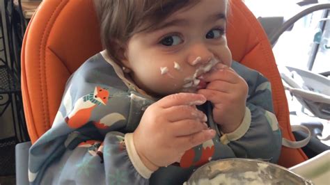Baby Eating Yogurt 11 Months Youtube