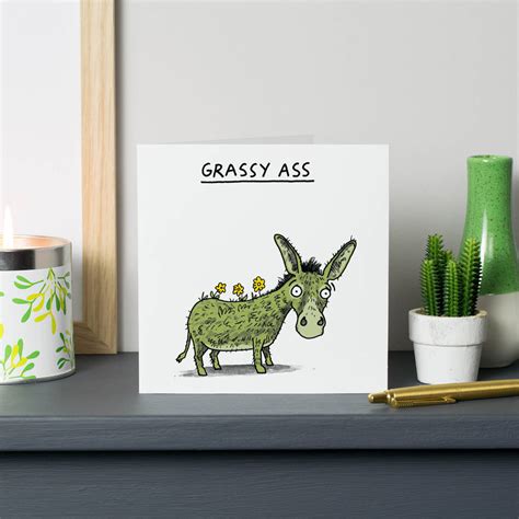 grassy ass thank you card by cardinky