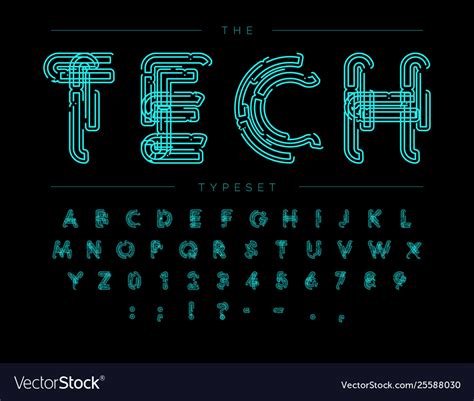 Cyber Tech Font Contour Scheme Style Royalty Free Vector