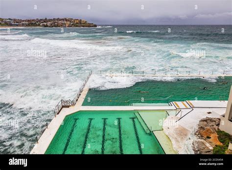Sydney Bondi Beach Swimming Pool Australia Travel Ocean Waves Over