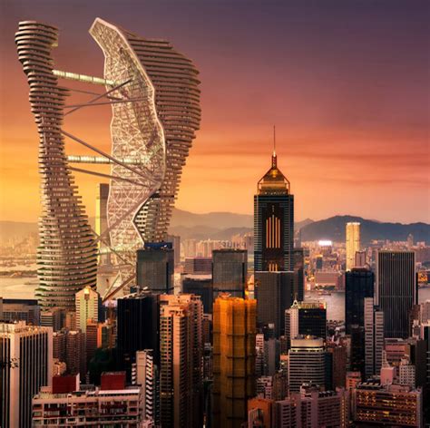 Asiantowers Super Futuristic Hong Kong Skyscraper