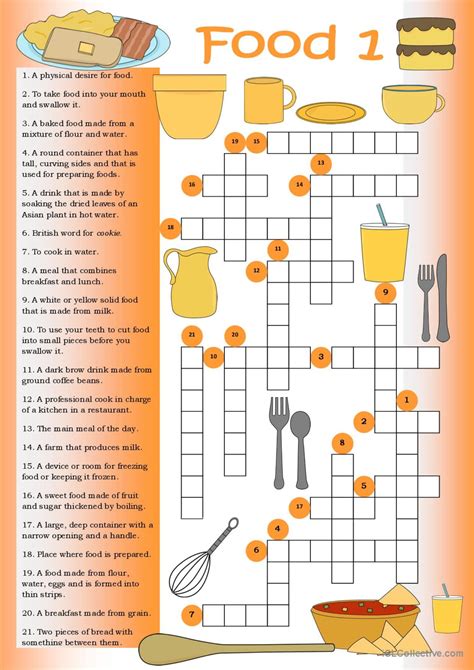 Crossword Food General Gramma English Esl Worksheets Pdf Doc
