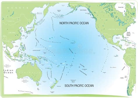 Mapa Do Pacífico Do Oceano Ilustração Do Vetor Ilustração De