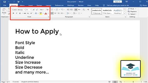 How To Apply Font Style On Word In Ms Word 2019 Youtube