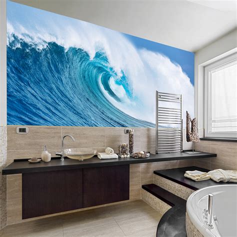 Giant Ocean Wave Wall Mural Blue Seascape Wallpaper Surf Photo Home Decor