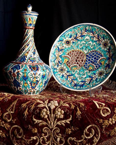 Turkish Kutahya Pottery Vase And Dish From Our Antique Collection