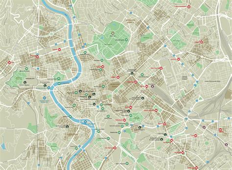 Tourist Sightseeing Rome Italy Map