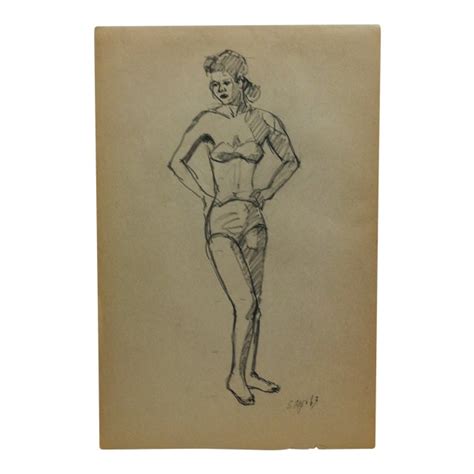 1963 Vintage Posing Tom Sturges Jr Original Drawing On Paper Chairish