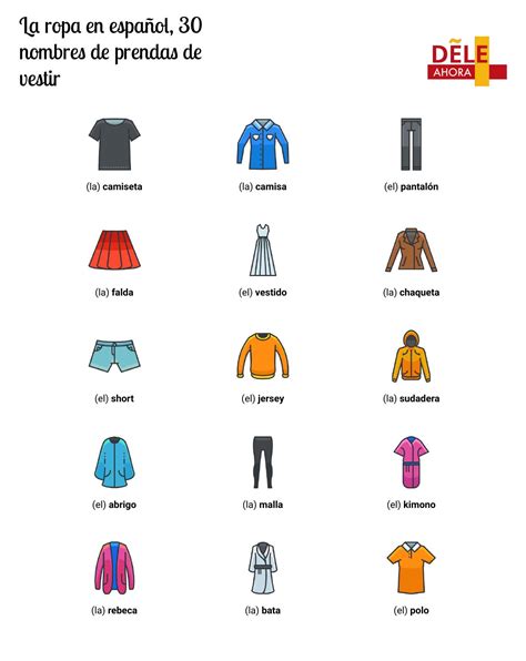 la ropa en español 30 nombres de prendas de vestir vocabulario
