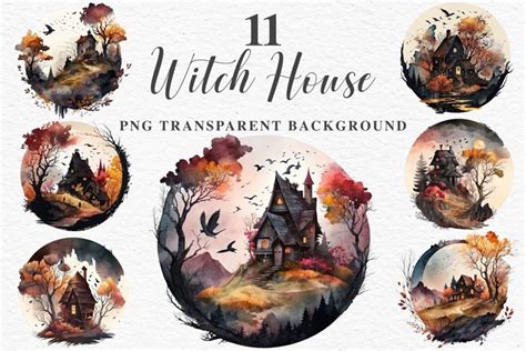 Witchy Mansion Creepy Witch House Clipart Png Scrapbooking