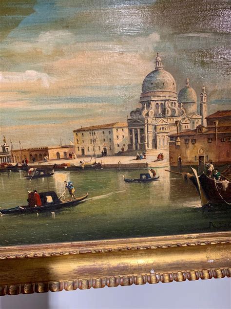 Pair Of Venetian Scene Oil On Canvas Painting In Giltwood Frames At 1stdibs