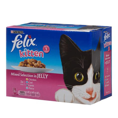 The best food for kittens from birth up to around 3 or 4 weeks of age is their mother's milk. B&M Felix Kitten Pouches 12 x 100g - 294645 | B&M