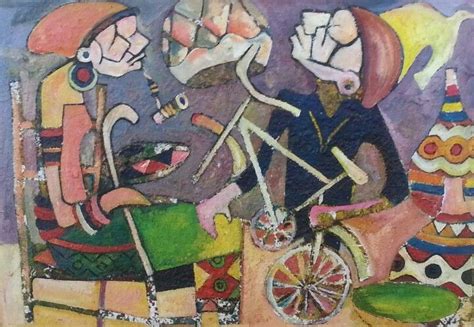 Spellman Muhlangu Stories Of Ubantu Oil On Canvass Painting Art
