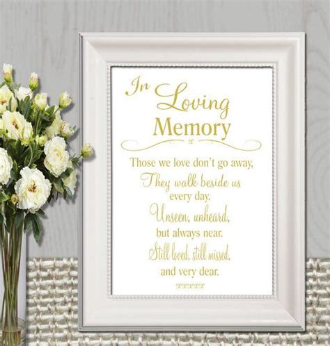 Gold Wedding Memorial Table In Loving Memory Printable Custom Memorial