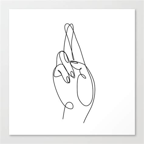 Fingers Crossed Printable Wall Art Minimalist Art Hand Gesture One