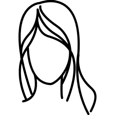 Female With Long Wavy Hair Outline Icons Free Download