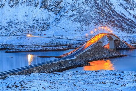 Bridge At Night In Lofoten Norway Stock Photo By ©elenasuvorova 71346433