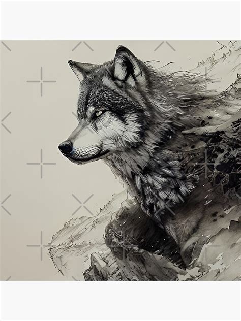Wolf Ink Ai Generated Art Sticker For Sale By Pathfindercp Redbubble