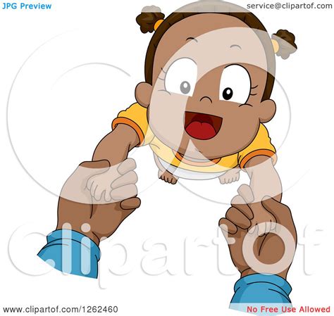 Clipart Of White Hands Holding Up A Black Toddler Boy While Taking