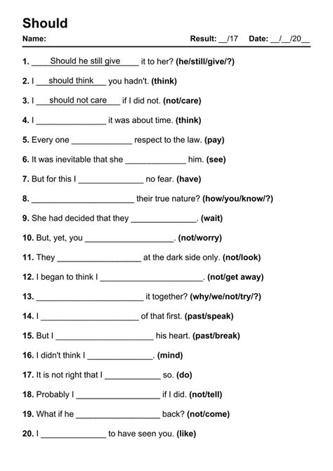 101 Printable Should Pdf Worksheets With Answers Grammarism
