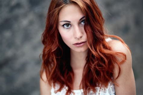 Wallpaper Face Women Redhead Nose Rings Long Hair Black Hair Person Victoria