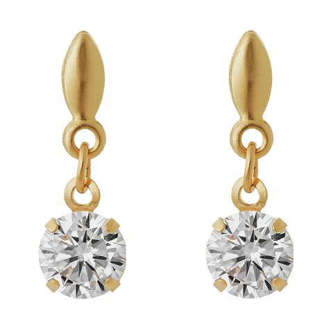 Revere 9ct Gold Cubic Zirconia Round Drop Earrings Reviews