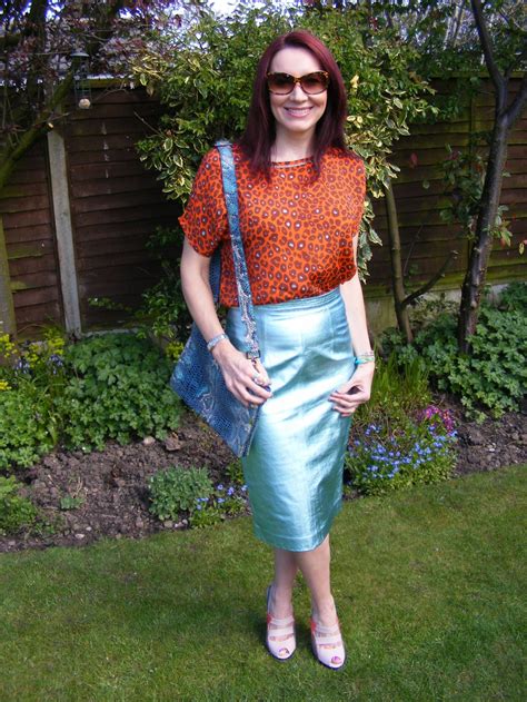 Marks And Spencer Metallic Leather Skirt With Leopard Print Top