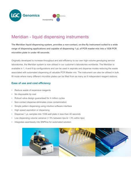 Meridian Liquid Dispensing Instruments Lgc Genomics Kbioscience