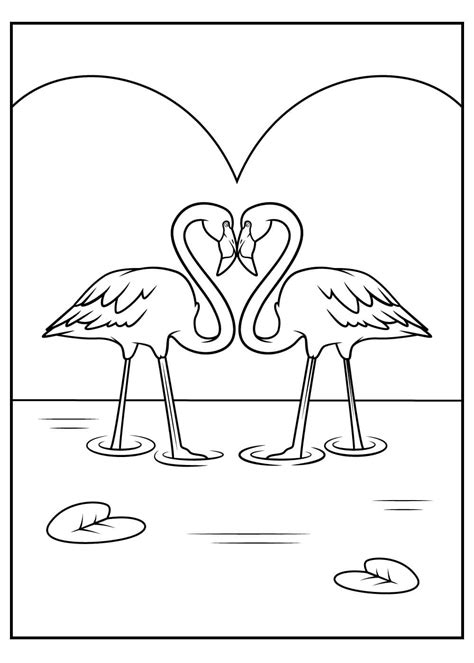 Casal De Flamingos Na Água Para Colorir Imprimir E Desenhar Colorirme