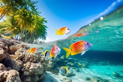 Premium Ai Image Shoal Of Colorful Tropical Fish In A Coral Reef