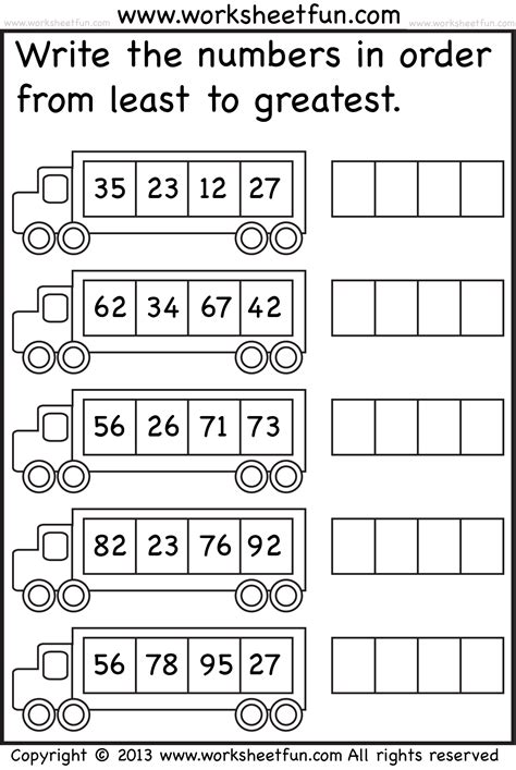 Least to Greatest – 3 Worksheets / FREE Printable Worksheets – Worksheetfun