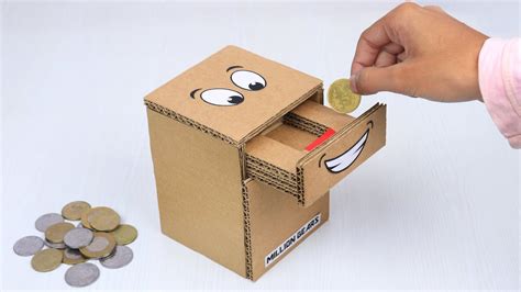 how to make coin bank box from cardboard awesome cardboard projects youtube