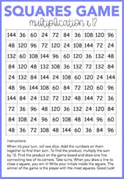 multiplication squares game  times table   london teacher