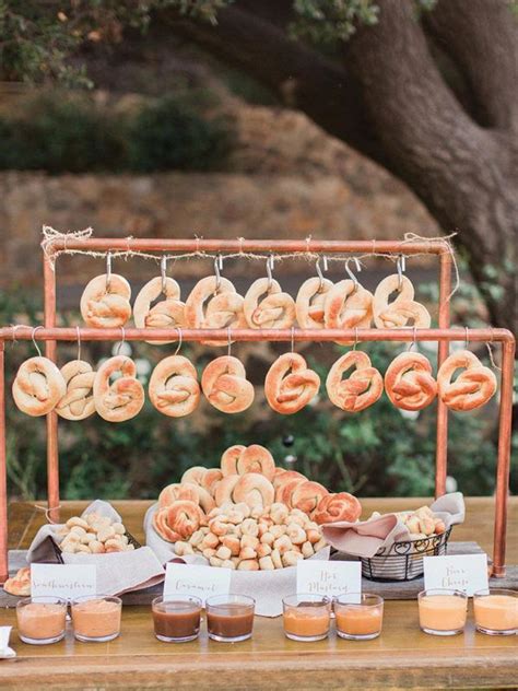 You want to serve something special, right? Hot Pretzel Station // wedding, food, inspiration, cocktail hour, late night snacks | Wedding ...